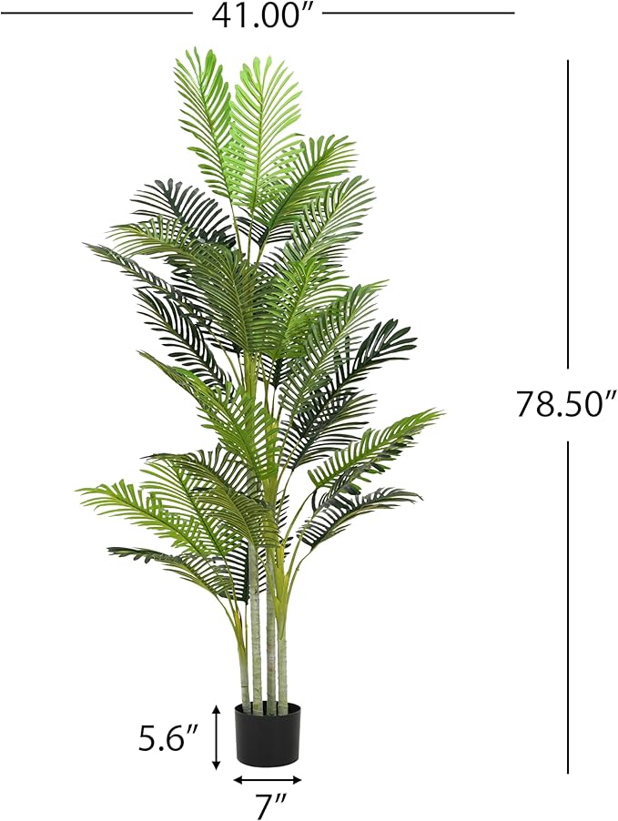 Christopher Knight Home Alene Set of 2 78.5''H Artificial Tree Indoor, Artificial Palm Tree with Nursery Pot, Tropical Style Faux Tree with Black Plastic Pot, Artificial Plant for Home Decor, Green