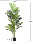 Christopher Knight Home Alene Set of 2 78.5''H Artificial Tree Indoor, Artificial Palm Tree with Nursery Pot, Tropical Style Faux Tree with Black Plastic Pot, Artificial Plant for Home Decor, Green