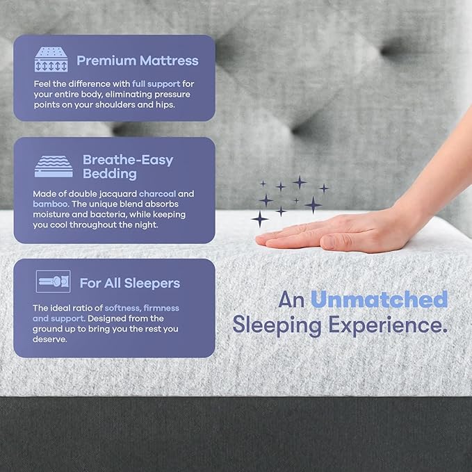 Celestial Sleep Gel Memory Foam Mattress in a Box, Made in The USA, CertiPUR-US® Certified Foam, Oeko-Tex, and Fiberglass-Free Certified Bed, 12 inch Soft - TwinXL
