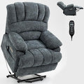 Power Lift Recliner Chair for Elderly with Heat Function, 8 Node Massage with 3 Selectable Modes, Oversized Electric Lift Recliner Single Sofa for Living Room with USB, Blue-Grey