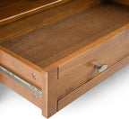 SIMPLIHOME Warm Shaker Square Coffee Table - 36 inch Wide Solid Wood Cocktail Table in Light Golden Brown, Transitional Living Room Table with Large Storage Drawer and Open Shelf for Sitting Area