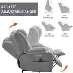 Power Lift Chair for Elderly, Electric Recliner Chair with 8-Point Vibration Massage and Lumbar Heating, Charging Ports, Cup Holders, Standing Assistance Reclining - Light Gray