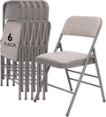 SEALAMB 6 Pack Fabric Folding Chairs with Padded Seats & Cushion, Metal Foldable Chairs for Wedding Party, Commercial Chairs for Office School Church Events, 350lb Capacity (Gray-Fabric, 6 Pack)