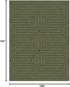 RUGGABLE x Jonathan Adler Machine Washable Modern Area Rug – Labyrinth Fern Green 9x12, Stain-Resistant, Non-Slip – Large Rugs for Living Room, Bedroom, Hallway, Entryway & Office–with Cushioned Pad