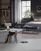 VASAGLE EKHO Collection - Storage Bench for Entryway, Ottoman Bench with Steel Frame, 43.3-Inch Wide, Synthetic Leather, Living Dining Room, Mid-Century Modern, Loads 660 lb, Ink Black ULOM085B01