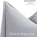 ZWJD Light Gray Pillow Covers 12x20 Set of 2 Chenille Throw Pillow Covers with Elegant Design Soft and Luxurious Decorative Throw Pillows for Couch, Bed, and Home Decor