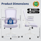 Ergonomic Office Chair, Desk Chair with Adjustable Lumbar Support, Breathable Mesh Comfy Computer Chairs with Flip-up Armrests Executive Task Chair for Adults Home Office(Lavender)