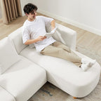 VANOMi 113" Sectional Sofa with 4 Pillows, U-Shaped 4-Seater Comfy Boucle Cloud Couch, Modern Double Chaises Lounge Sofas for Living Room, Office, Apartment (White-U)