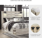 Signature Design by Ashley Cambeck Farmhouse King Panel Platform Bed with 4 Storage Drawers, Cubbies, Sconce Lights and USB Ports, Foundation or Box Spring Not Needed, Whitewash