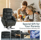 ABCASA Oversized Dual Motor Lay Flat Power Lift Recliner Chair Set of 2 for Elderly with Massage and Heat, Textile Large Recliner Chair, Lift Chairs Recliner with Lumbar Pillow, Cup Holder, Grey