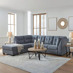 Signature Design by Ashley Marleton Contemporary Left-Arm Facing Tufted 2-Piece Sectional with Chaise and Loose Seat Cushions, Blue