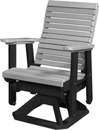 DutchCrafters Modern Horizontal Slat High Back Poly Glider Chair Outdoor Patio Furniture (Black & Light Gray)