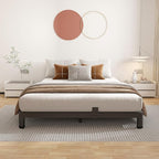 ROIL 4 inch Full Size Bed Frame with Round Corner Legs Mattress Retainers 3500LBS Heavy Duty Steel Slats No Box Spring Needed Platform Noise-Free Easy Assembly