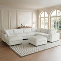 Cloud Modular Sectional Sofa Couch, 8 Seater Oversized Couch, 157.4" U-Shaped Convertible Couches with 2 Ottomans, Deep Sofa Couches for Living Room, Washable & Replaceable Covers, Beige
