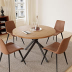 45.3 Inch Modern Round Dining Table for 4, Space-Saving Dinette with Carbon Steel Legs for Home Kitchen Apartment(Oak Table)