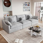 JACH Sectional Couches for Living Room, 3 Seater Cloud Sectional Couch with Deep Seat, Down Filled Modular Sofa, Covers Removeable & Washable, Sofas Furniture for Living Room, Light Grey