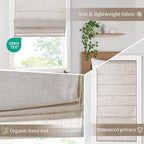 Madison Park Kyler Cordless Roman Shades - Single Panel, Lightweight Linen Blend Fabric, Natural Design, Easy Installation, Light Filtering Window Blind, Bedroom, Living Room Decor 35"W x 64"H Natural