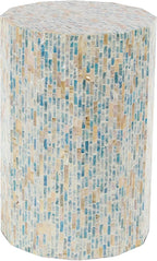Deco 79 Mother of Pearl Shell Handmade Side End Accent Table End Table, Side Table 13" x 13" x 19", Blue