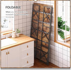 4NM Extra Wide 6 Tiers No Assembly Book Shelves, 61.8" H Folding Bookshelf Bookcase Open Industrial Foldable Shelves for Bedroom, Living Room, Home Office - Rustic Brown Black