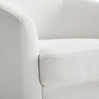Swivel Barrel Accent Chair, Round Chenille Fabric Living Room Arm Chairs, Modern Upholstered Comfty Reading Nook Chairs for Bedroom, Small Club Armchair, Single Sofa Side Chair, White