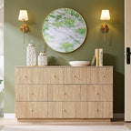 Fluted Dresser for Bedroom, 55" W 8 Drawer Dressers, Wood Tall Dresser Storage Organizer, Modern Bedroom Chest of Drawers with Deep Storage for Closet Hallway, Entryway, Living Room Natural