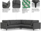 SIMPLIHOME Ava Corner Sectional Sofa in 100% Recycled Polyester Tightly Woven Performance Fabric, Pebble Grey, 102-inches Wide, Handcrafted Mid-Century Modern Style L-Shaped Couch for Living Room
