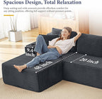 134''Oversized Modular Sectional Sofa Boneless Cloud Couch with Chaise Comfy Sectional Couches for Living Room,Bedroom,Apartment (Dark Grey, 134''W U-Shaped)