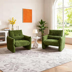 33.9" Accent Chairs, Modern Upgrade Sherpa Fabric Arm Chair Comfy Upholstered Armchair Leisure Single Sofa Chair with a Waist Pillow for Bedroom, Office and Living Room