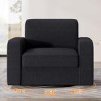 Swivel Accent Sofa Chair Set of 4, Modern Comfy Oversized Upholstered Cushion Back Armchair in Linen 1pcs for Living Room, Bedroom, Reading Room(Black)