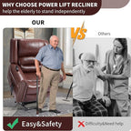 Recliner Chairs for Adults, Oversized Bedroom Chair with Massage, Sofa Chair Home Theater Seating with Lumbar Support, Lift Chair for Elderly, Nursery Chair for Living Room (Genuine Leather)