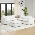 CHITA Luxury Oversized V-Shaped Sectional Modular Sofa, Premium Down Filled Cloud Couch, FSC Certified, 107''Width, 6 Seat and 1 Middle Corner for Living Room, Cream