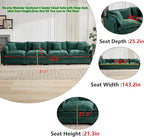 Aoowow Modular Sectional 4 Seater Cloud Sofa Couch for Living Room,149.6" Cloud Sofas with Deep Seat,Modern Chenille 4 Seat Sofas,Fluffy Cloud Couches for Bedroom,Office,Hotel (Green, 4 Seater)