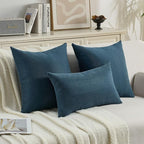 FUTEI Navy Blue Chenille Throw Pillow Covers 18x18 Inch Set of 2,Soft Wide Chevron Textured Cushion Case,Farmhouse Home Decor for Couch Bed Living Room