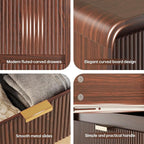 FURSUN Fluted 5 Drawers Dresser for Bedroom, 48" Tall Wooden Modern Dresser with Metal Handle, Curved Profile Design, Storage Organizer for Living Room, Hallway（Dark Walnut）