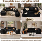 32.7'' Corner Seat for Modular Sectional Sofa, Deep Seat Upholstered Convertible Sleeper Sofas, L/U/V Shaped Plush Corduroy Cloud Couch for Living Room Apartment, Black
