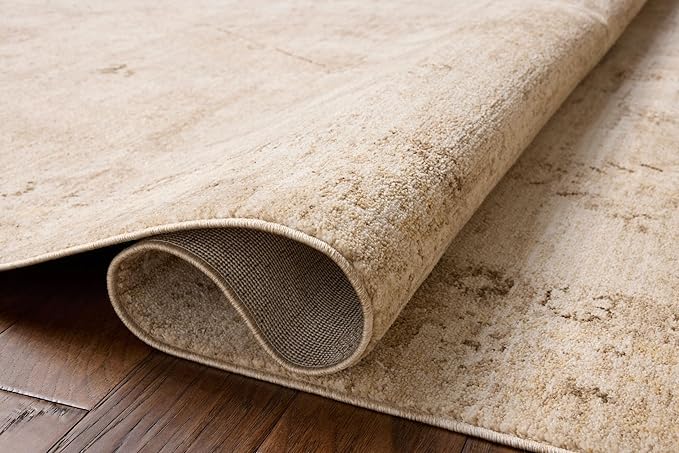 Loloi Chris Loves Julia Palma Collection PLM-06 Natural/Smoke 5'-3" x 7'-6" Fringe Area Rug Vintage Style Boho Living Room Bedroom Carpet