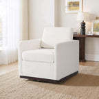 UIXE Swivel Accent Chair, Chenille Upholstered Armchair Comfy Club Chair for Living Room, Mid Century Modern Arm Chair Single Sofa Nook Bedroom Side Reading Seat - Beige