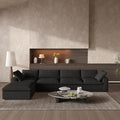Cloud Couch Modular Sectional Sofa with Storage Ottoman,160.6" L Shaped Couch for Living Room,Down Filled 5 Seater Black Convertible Sectional Sofas,Covers Washable&Replaceable