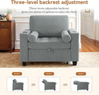 Convertible Sleeper Chair Bed, Comfy Corduroy Single Futon Sofa Chair with Pull Out Bed, 3-Levels Adjustable Backrest Accent Chair with Side Pockets, Cup Holder & USB Ports for Living Room, Bedroom