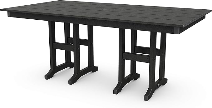 POLYWOOD Lakeside Outdoor Dining Table, Black, All-Weather HDPE Patio Furniture, Made in USA, Deck, Garden, Pool