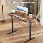 Electric Standing Desk 48 x 24 Inches, Height Adjustable Sit Stand Home Office Computer Desk with Memory Presets,Brown