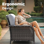 2 Pieces Wicker Patio Furniture Loveseat with Table - Outdoor Rattan Patio Bistro Set of 2,All-Weather PE Wicker Conversation Sofa High Back Deep Seating for Deck Porch Yard, Light Grey