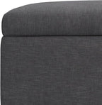 SIMPLIHOME Gabbie 36 inch Wide Contemporary Square Square Coffee Table Storage Ottoman in Slate Grey Polyester Linen, Assembled, for The Living Room, Entryway and Family Room