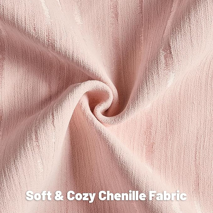 FUTEI Pink Chenille Decorative Throw Pillow Covers 20x20 Inch Set of 2,Soft Embossed Striped Textured Cushion Case,Modern Home Decor for Couch Bed Living Room