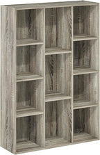 Furinno LUDER Book Shelf, 11-Cube Bookshelf, Reversible Bookcase, 9.4 x 29.1 x 41.7, for Living Room, Bedroom, Home Office, French Oak