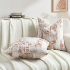 FUTEI Rust White Decorative Throw Pillow Covers 24x24 Inch Set of 2,Soft Faux Cashmere Jacquard - Textured & Cozy Euro Pillow Shams,Modern Home Decor for Couch Bed Living Room