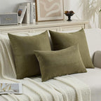 FUTEI Olive Green Chenille Throw Pillow Covers 26x26 Inch Set of 2,Soft Wide Chevron Textured Euro Pillow Shams,Farmhouse Home Decor for Couch Bed Living Room