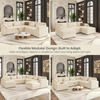 Belffin Large Modular Sectional Sofa with Deep Chaise, 73.6" Corduroy L Shaped Couch with 9" Soft Dual-Layer Seats Cushion for Living Room, Apartment, Beige