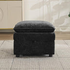 27" Large Square Ottoman with Storage, Modern Upholstered Footrest with Anti-Slip Legs for Couch Coffee Table Living Room, Bedroom, Entryway, Chenille Black