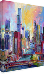 Canvas Wall Art - Richard Wallich 'Chicago 3' Wall Art for Living Room, Bedroom, or Office Décor by Trademark Fine Art